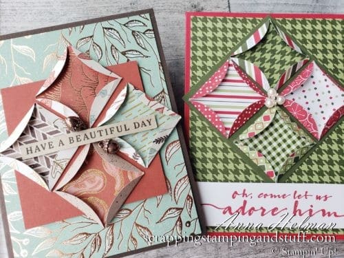 For this Mystery Stamping project, we made this gorgeous quilt card using folded circles!