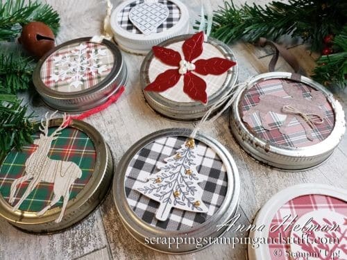 These canning jar ring ornaments are cute, easy to make, and make perfect gifts or decorations for your Christmas tree this season!