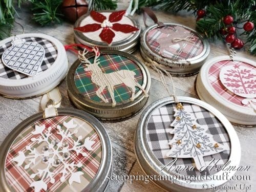 These canning jar ring ornaments are cute, easy to make, and make perfect gifts or decorations for your Christmas tree this season!
