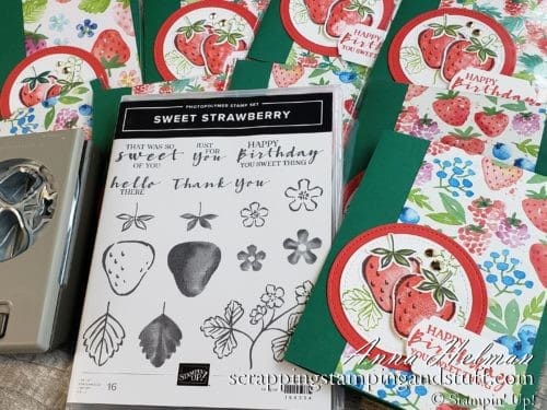 The Stampin Up Sweet Strawberry bundle makes adorable berry-licious cards such as this sweet birthday card!