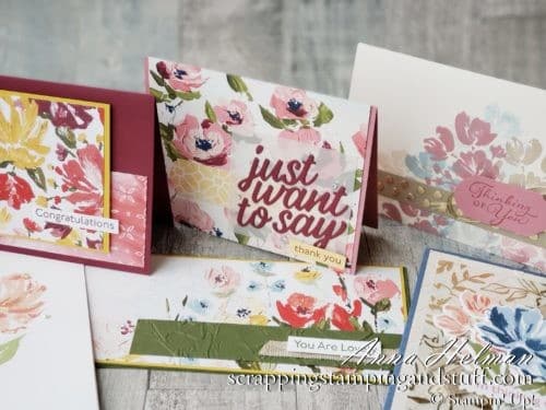 See ten card ideas using the Stampin Up Art Gallery stamp set and Fine Art Floral product suite! Simply gorgeous!