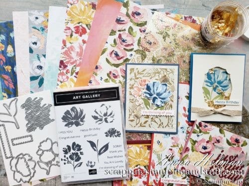 See ten card ideas using the Stampin Up Art Gallery stamp set and Fine Art Floral product suite! Simply gorgeous!