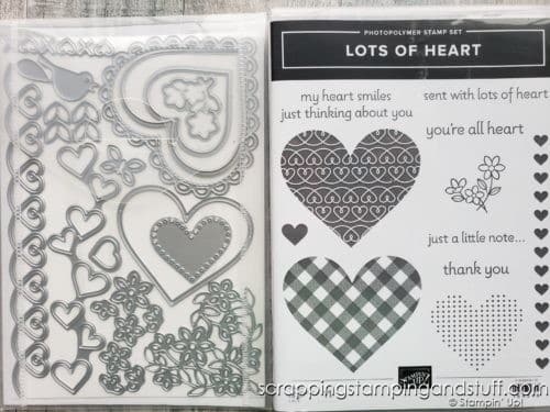 Here is an adorable love-themed scrapbook page using the Stampin Up Lots Of Heart Stamp Set and dies.