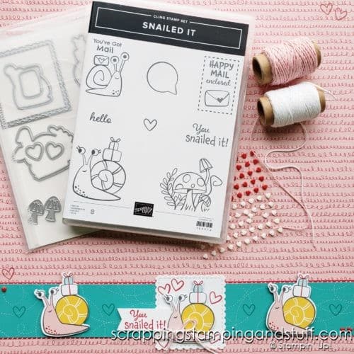 The Stampin Up Snailed It stamp set and dies make adorable snail cards and scrapbook pages. You Snailed It! 