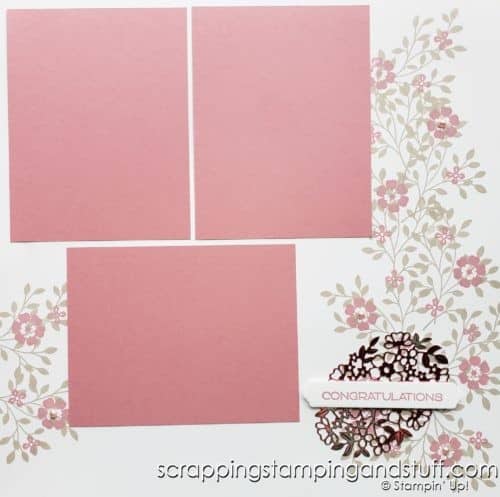 The Stampin Up Vine Design bundle is a gorgeous set for making beautiful projects such as this wedding scrapbook page. 