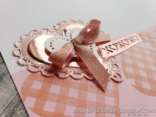 Here is an adorable love-themed scrapbook page using the Stampin Up Lots Of Heart Stamp Set and dies.