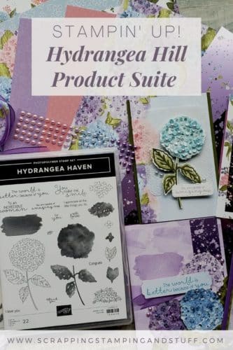 The Stampin Up Hydrangea Haven stamp set and dies make absolutely gorgeous floral cards and other paper projects. 