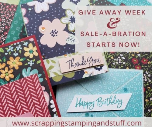 Get entered to win Stampin Up Designer Series Paper or get it free right now with your product order during Sale-a-bration and giveaway week!