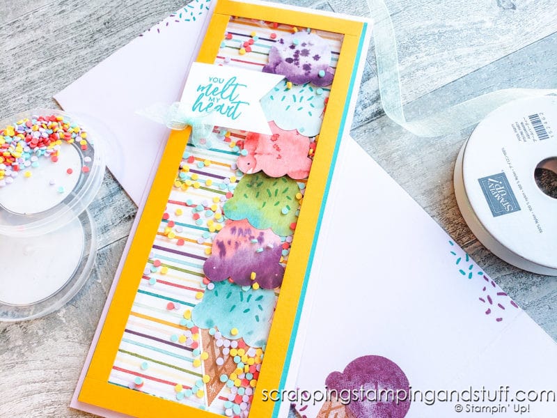 Take a look at how to make this amazing slimline shaker card without special tools or dies!