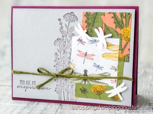 Make stunning nature cards with the beautiful Stampin Up Dragonfly Garden stamp set and punch. See nine sample cards here!
