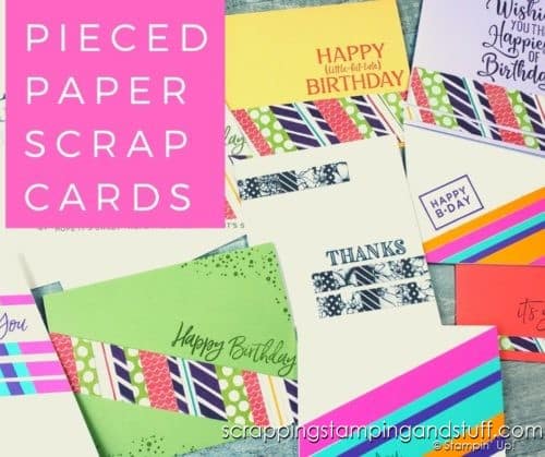 Pieced scrap cards are an amazing way to use up your paper scraps, so take a look and then make some yourself!