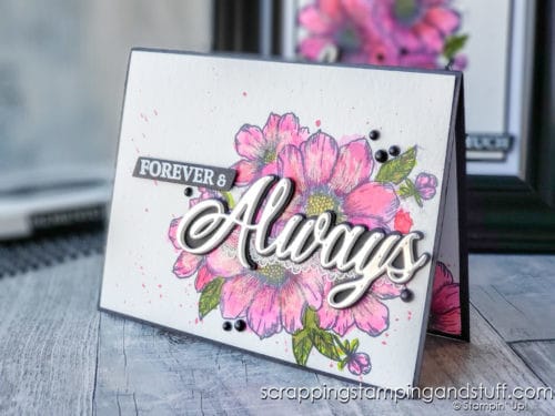 A gorgeous watercolor wedding card idea using the Stampin Up Forever & Always bundle in the 2021 January-June Mini