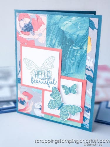 This fun card design is great for making pretty cards with any of the stamps and paper in your collection!