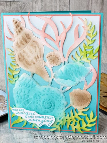 The Stampin Up Friends Are Like Seashells bundle is a gorgeous new beach-themed stamp and die set. Click here to see 7 techniques and 10 gorgeous card samples!