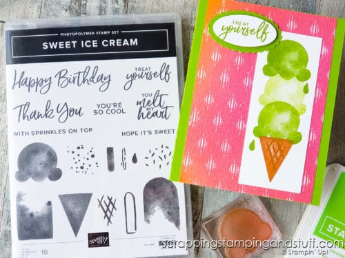 Take a look at this sweet and simple ice cream card made using the Stampin Up Sweet Ice Cream stamp set. It's a real treat!