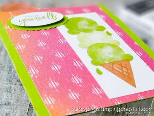 Take a look at this sweet and simple ice cream card made using the Stampin Up Sweet Ice Cream stamp set. It's a real treat!