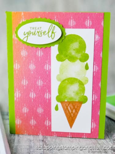 Take a look at this sweet and simple ice cream card made using the Stampin Up Sweet Ice Cream stamp set. It's a real treat!