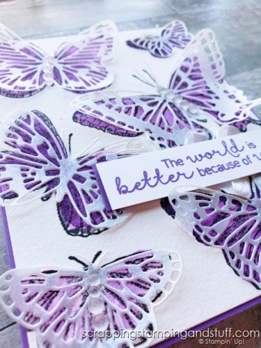 Learn how to make this beautiful watercolor butterfly card using the Stampin Up Butterfly Brilliance set! It's so gorgeous!