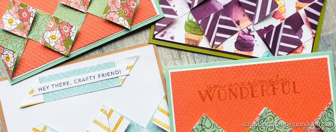 Make this wonderful chevron card design in minutes with a few paper scraps and a simple folding technique!