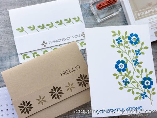 Make these three simple cards in minutes with the Stampin Up Vine Design stamp set! Perfect projects for beginning card makers!