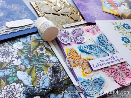 Try out these 7 ways to use Shimmer Paint by Stampin Up on your card making projects.