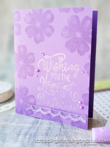 Try out these 7 ways to use Shimmer Paint by Stampin Up on your card making projects.