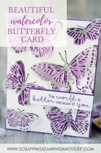 Learn how to make this beautiful watercolor butterfly card using the Stampin Up Butterfly Brilliance set!