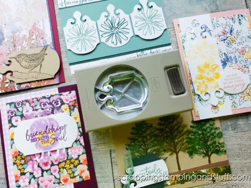 Create hundreds of tags in different shapes and sizes with this one little punch - the Stampin Up Elegant Tag Punch!