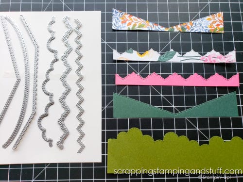 Click to see 6 creative ways to use borders dies for card making and other paper projects, featuring the Stampin Up Basic Borders dies!