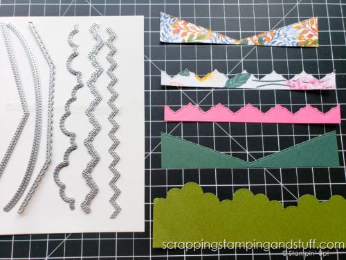 Click to see 6 creative ways to use borders dies for card making and other paper projects, featuring the Stampin Up Basic Borders dies!