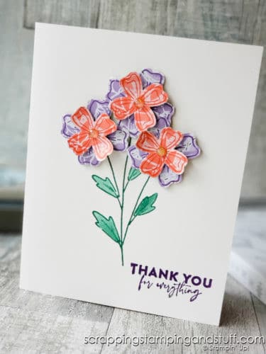 Check out this awesome stamp & punch combo called Stampin Up Flowers of Friendship. A quick & easy flower bundle for beautiful floral cards!