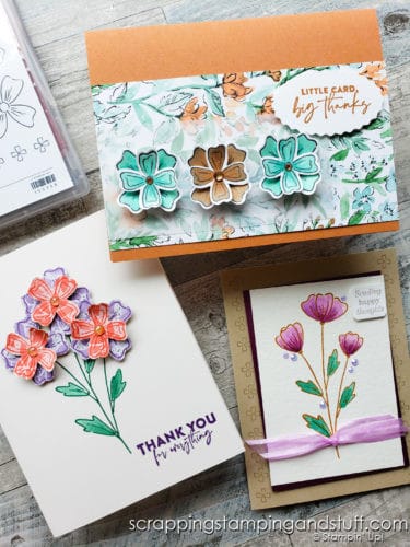 Check out this awesome stamp & punch combo called Stampin Up Flowers of Friendship. A quick & easy flower bundle for beautiful floral cards!