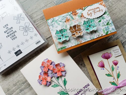 Check out this awesome stamp & punch combo called Stampin Up Flowers of Friendship. A quick & easy flower bundle for beautiful floral cards!