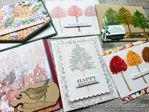 Make beautifully stunning tree cards with the Stampin Up Beauty of Friendship stamp set! Get 6 card ideas here!