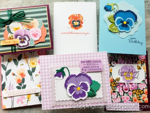 Click here to see the Stampin Up Pansy Patch bundle, and see exactly how to use the stamps and dies. You're going to love this set!