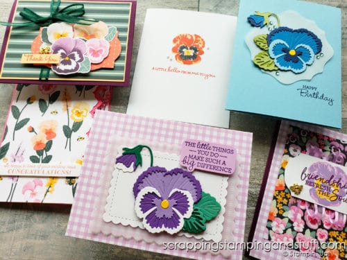 Click here to see the Stampin Up Pansy Patch bundle, and see exactly how to use the stamps and dies. You're going to love this set!