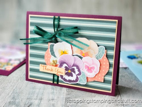 Click here to see the Stampin Up Pansy Patch bundle, and see exactly how to use the stamps and dies. You're going to love this set!