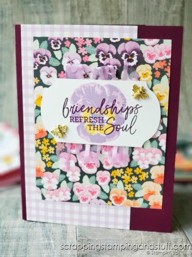 Click here to see the Stampin Up Pansy Patch bundle, and see exactly how to use the stamps and dies. You're going to love this set!