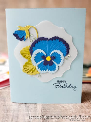 Click here to see the Stampin Up Pansy Patch bundle, and see exactly how to use the stamps and dies. You're going to love this set!