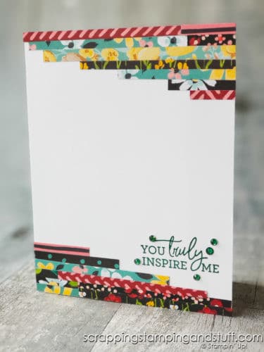 Don't waste your beautiful printed papers! Make this easy scrap card idea to use up those paper scraps!
