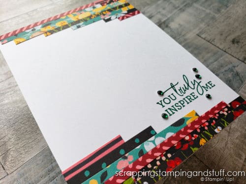 Don't waste your beautiful printed papers! Make this easy scrap card idea to use up those paper scraps!