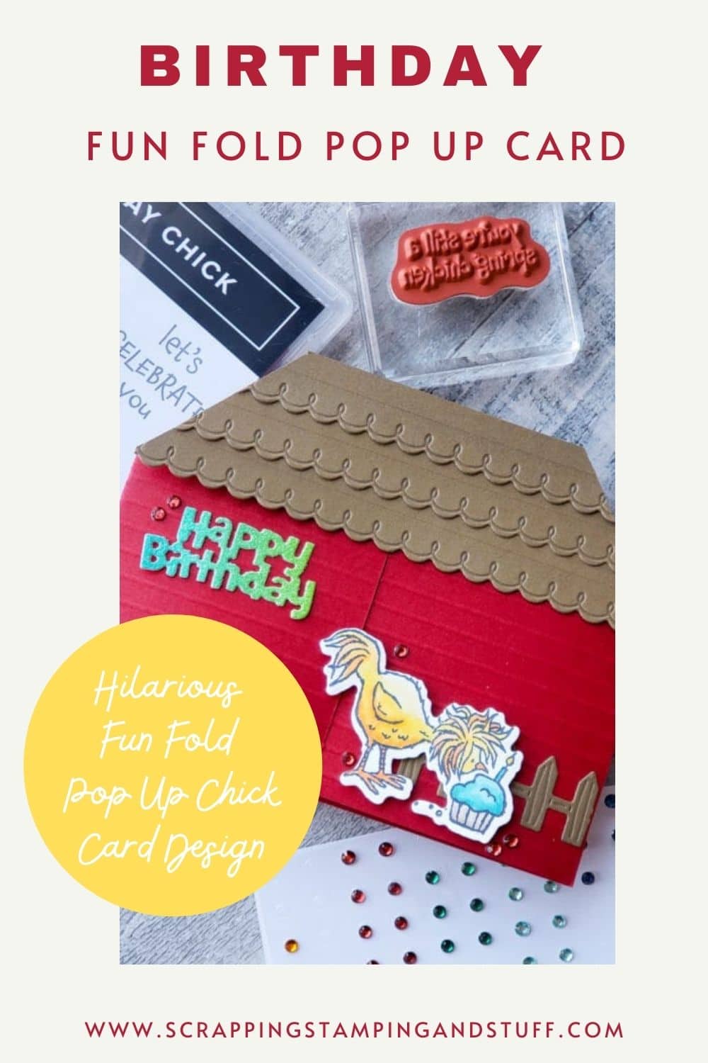 Stampin Up Hey Birthday Chick Fun Fold Pop Up Card