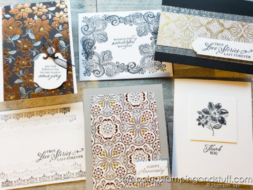 Make these 6 elegant cards in minutes using the Stampin Up Elegantly Said stamp set!