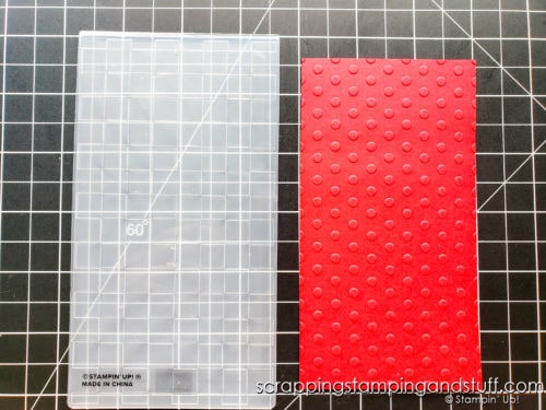 Click here to see this card making hack on how to emboss a full card front using Stampin Up's mini embossing folder!