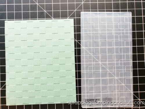 Click here to see this card making hack on how to emboss a full card front using Stampin Up's mini embossing folder!