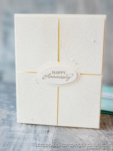 Make beautiful backgrounds with your cards all day long using the Stampin Up Stitched Greenery background die.