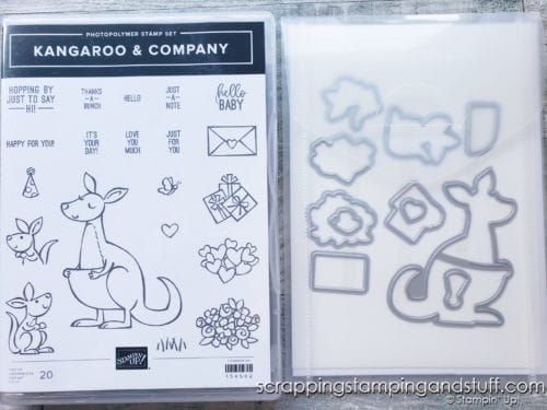 Make this adorable baby card featuring the Stampin Up Kangaroo & Company stamp set! It's so cute and playful!