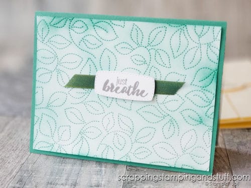 Make beautiful backgrounds with your cards all day long using the Stampin Up Stitched Greenery background die.