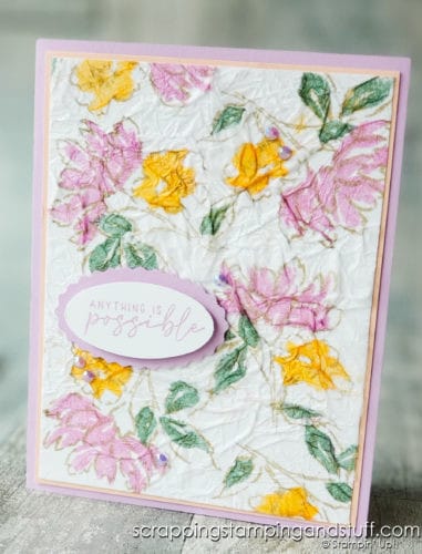  The tissue stamping technique makes for gorgeous cards. See this tutorial featuring Stampin Up Sweet As A Peach!