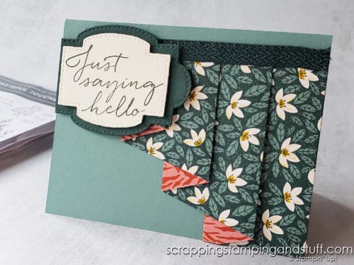 Make this drapery fold card design today and use up all those designer papers in your paper collection you've been hoarding!